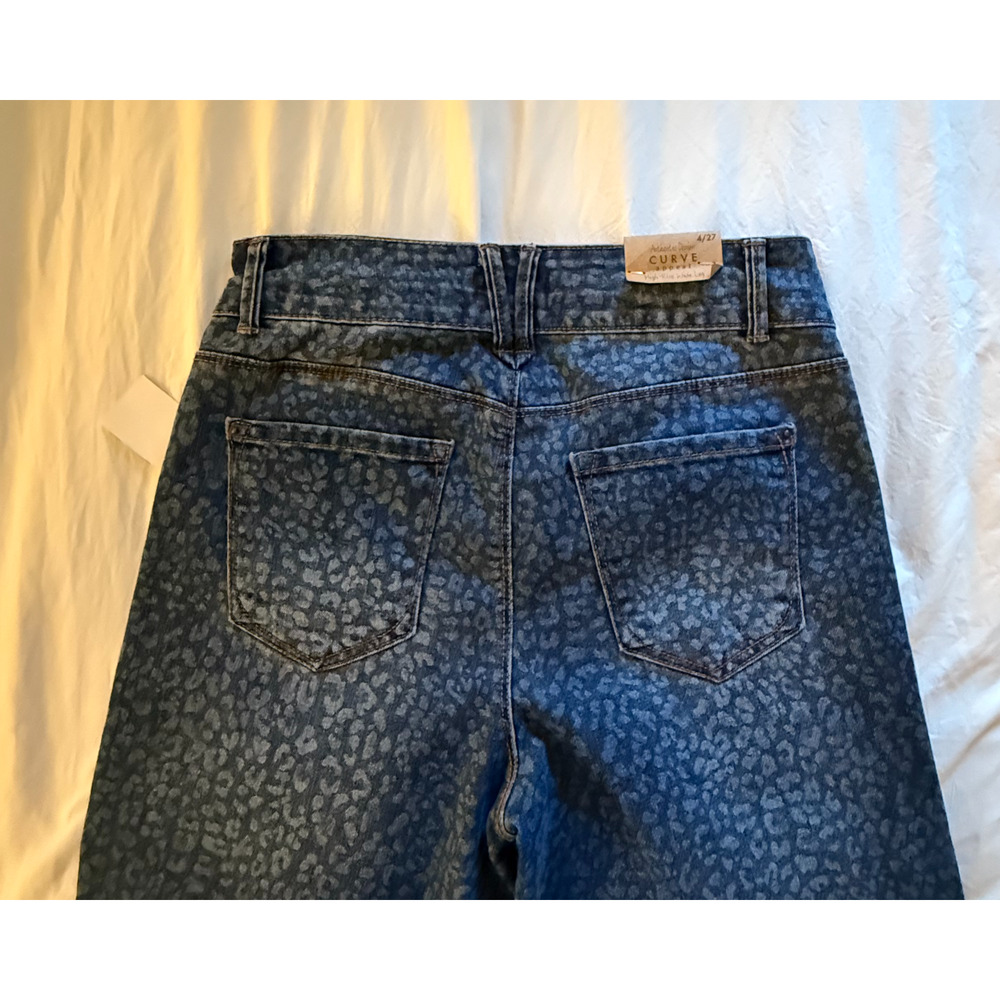 Curve Appeal Jeans Womens Size 4 High Rise Wide Leg Leopard Print Cotton NWT - Picture 13 of 15